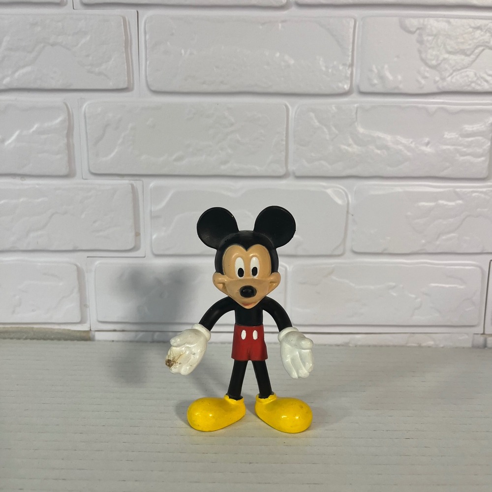 Disney Mickey Mouse Action Figure Unisex 4 Inch Black Red Vintage PVC Toy